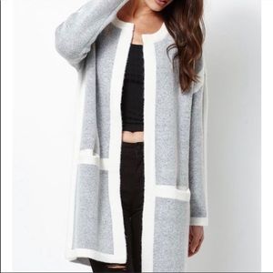 Kendall + Kylie Pacsun Grey and White Sweater Coat Cardigan